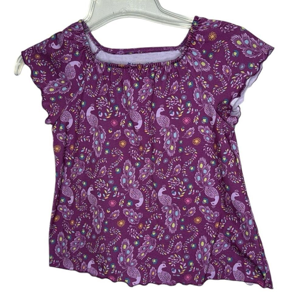 American Girl Peacock Short Sleeve Top. Size Small (7/8).